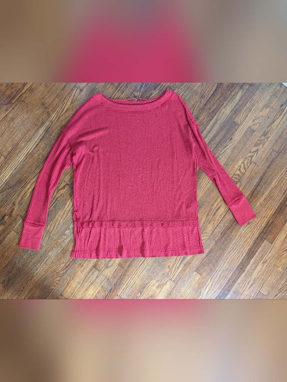 We The Free Red Waffle Knit Top